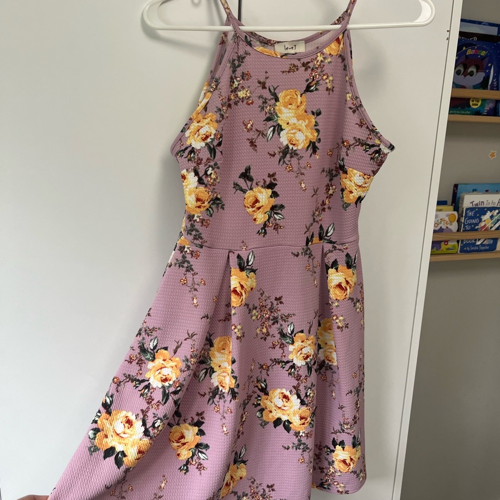 Love J Lavender Dress with Yellow Floral Pattern